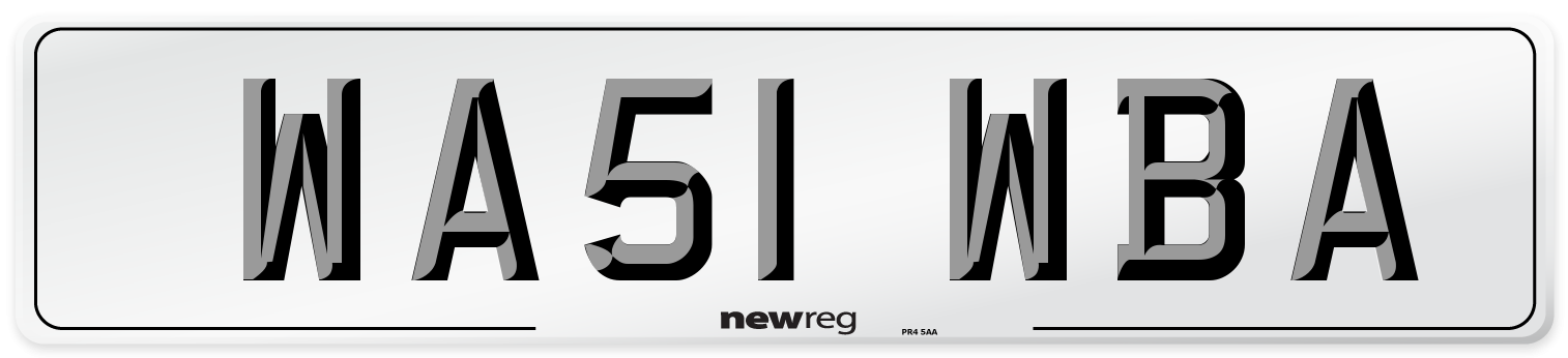 WA51 WBA Number Plate from New Reg